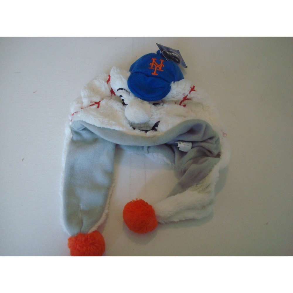 NEW YORK METS MR. MET BEANIE KNIT TOBOGGAN   00S Y2K  HAT CAP VINTAGE  C5